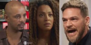 Orfeu, Sol e Theo em cenas de Vai na Fé (Foto: Reprodução / Globo / Montagem TV Foco) Orfeu, Sol e Theo em cenas de Vai na Fé (Foto: Reprodução / Globo / Montagem TV Foco)