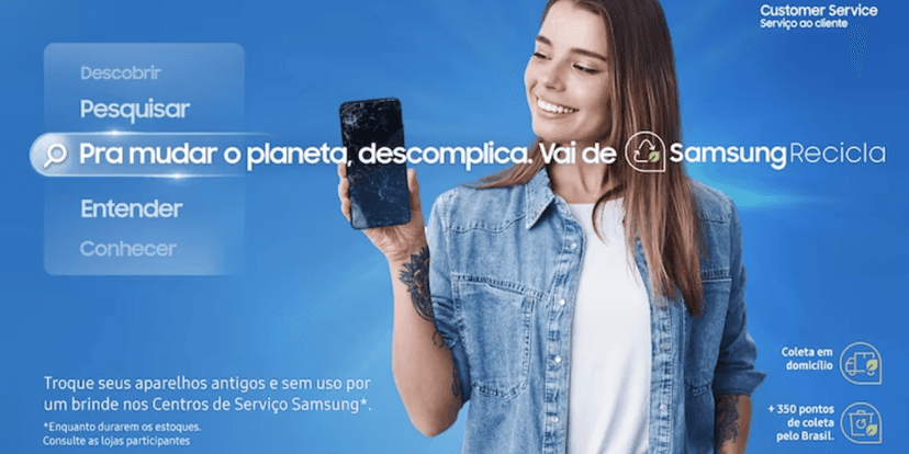 Campanha Samsung Recicla (Reprodução/Samsung) Campanha Samsung Recicla (Reprodução/Samsung)