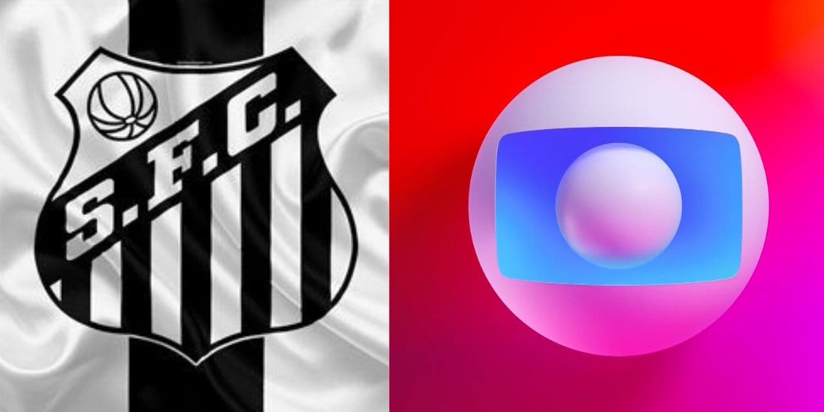 Bandeira do Santos e logo da Globo - Foto Reprodução Internet Bandeira do Santos e logo da Globo - Foto Reprodução Internet