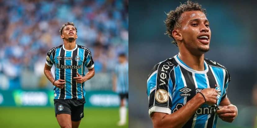 Bitello, meio-campista do Grêmio (Foto - Montagem TV Foco). Bitello, meio-campista do Grêmio (Foto - Montagem TV Foco).