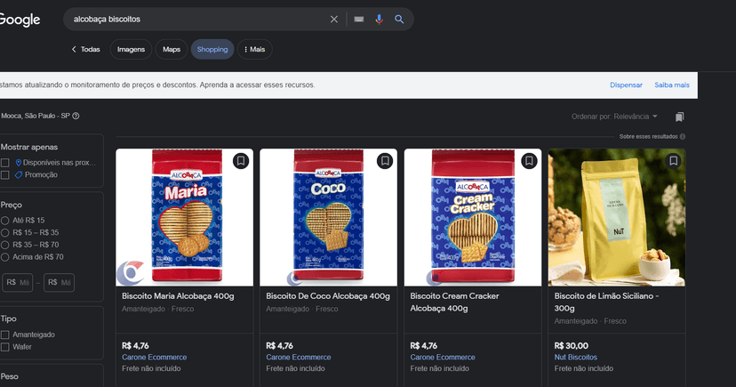 No Google a marca de biscoitos é facilmente encontradas m principais sites de compras pela internet (Foto Reprodução/Google) No Google a marca de biscoitos é facilmente encontradas m principais sites de compras pela internet (Foto Reprodução/Google)