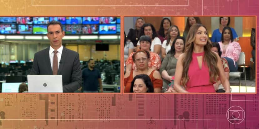 César Tralli no Jornal Hoje e Patrícia Poeta no Encontro (Foto: Reprodução / Globo) César Tralli no Jornal Hoje e Patrícia Poeta no Encontro (Foto: Reprodução / Globo)
