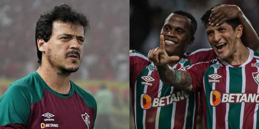 Fernando Diniz e craques do Fluminense (Foto - Montagem TV Foco). Fernando Diniz e craques do Fluminense (Foto - Montagem TV Foco).