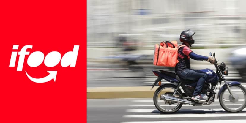 Logo do Ifood e entregado em movimento - Foto Reprodução Internet Logo do Ifood e entregado em movimento - Foto Reprodução Internet