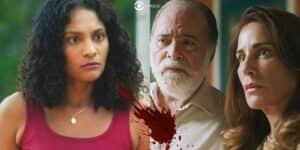 Aline, Antônio e Irene em Terra e Paixão (Foto: Reprodução / Globo / Montagem TV Foco) Aline, Antônio e Irene em Terra e Paixão (Foto: Reprodução / Globo / Montagem TV Foco)
