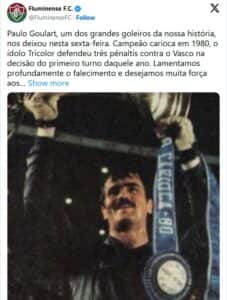 Clube lamentou a morte de uma de suas estrelas do time (Foto: Reprodução / Twitter) Clube lamentou a morte de uma de suas estrelas do time (Foto: Reprodução / Twitter)