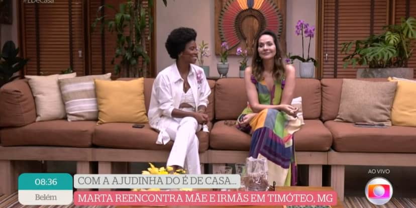 Maria Beltrão se emocionou no É de Casa (Foto: Reprodução/ Globo) Maria Beltrão se emocionou no É de Casa (Foto: Reprodução/ Globo)
