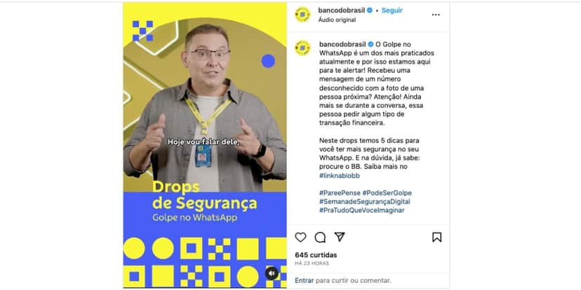 Anúncio do Banco do Brasil (Foto: Reprodução / Instagram) Anúncio do Banco do Brasil (Foto: Reprodução / Instagram)