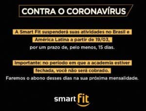 Comunicado da Smartfit - Foto Internet Comunicado da Smartfit - Foto Internet