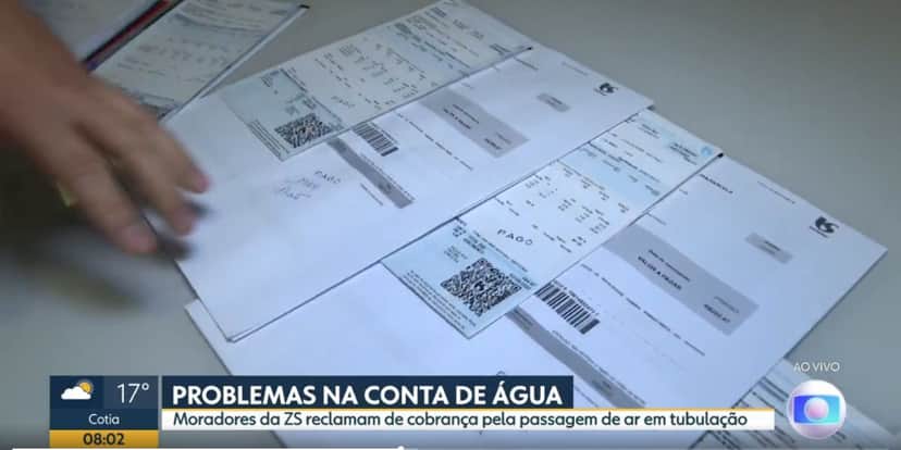 Conta de água (Foto: Reprodução / Bom Dia São Paulo da Globo) Conta de água (Foto: Reprodução / Bom Dia São Paulo da Globo)