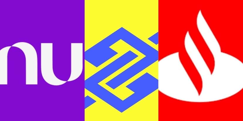 Logo do Nubank, BB e Santander - montagem: Tv foco Logo do Nubank, BB e Santander - montagem: Tv foco