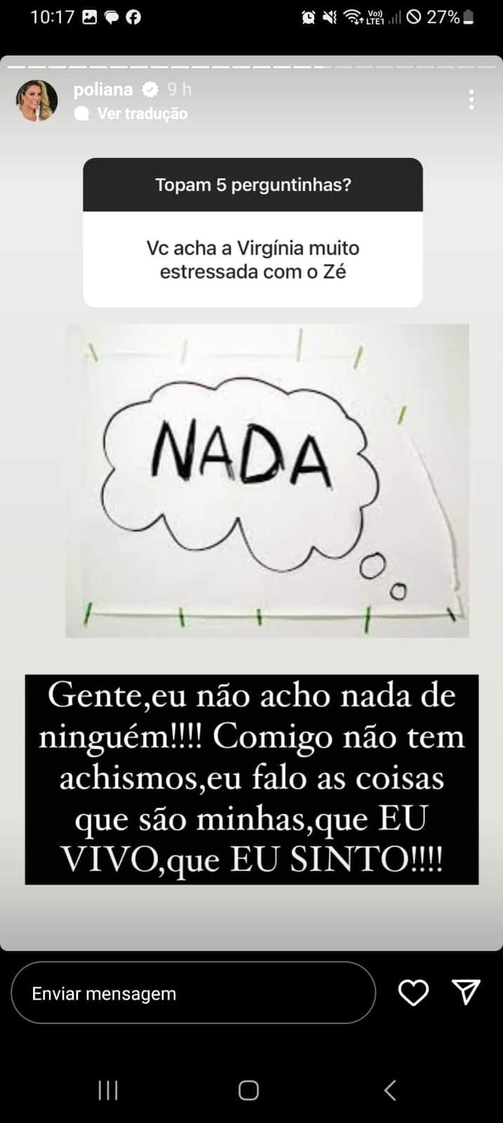 Esposa de Leonardo ainda falou sobre o tratamento de Virgínia com Zé Felipe (Foto: Reprodução/ Instagram) Esposa de Leonardo ainda falou sobre o tratamento de Virgínia com Zé Felipe (Foto: Reprodução/ Instagram)