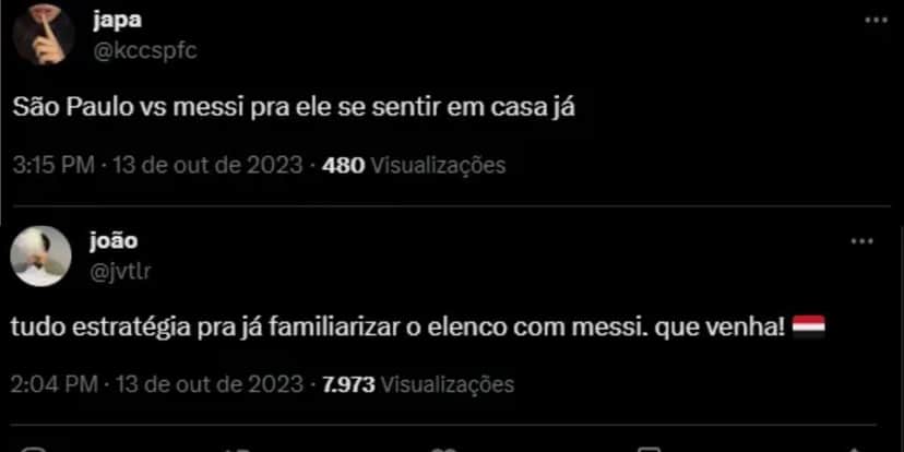 A torcida paulista se manifesta sobre confronto entre Messi e São Paulo - (Foto: Reprodução / Internet) A torcida paulista se manifesta sobre confronto entre Messi e São Paulo - (Foto: Reprodução / Internet)
