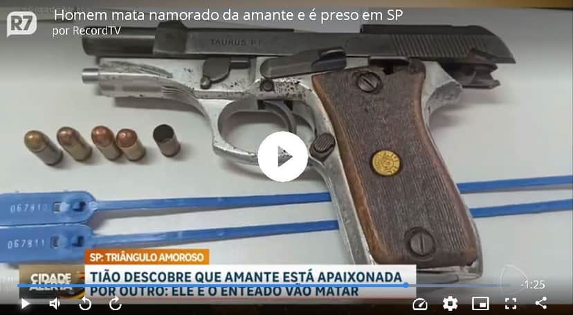 A arma que Tião usou para matar Alysson - Foto Reprodução Record A arma que Tião usou para matar Alysson - Foto Reprodução Record