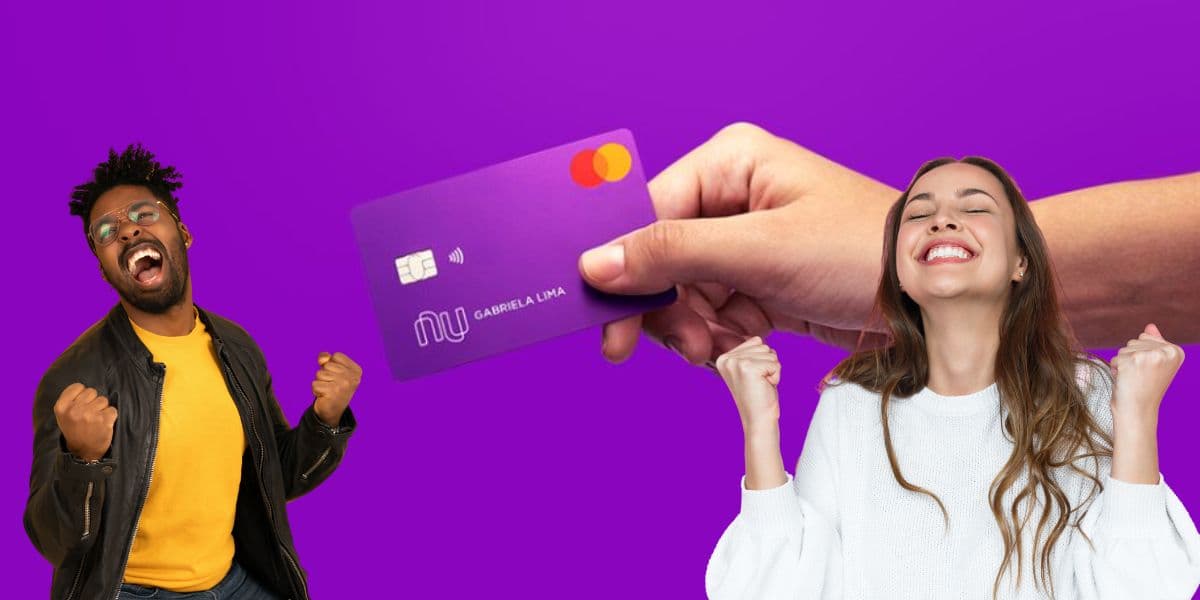 Cartão do Nubank e pessoas comemorando - Foto Reprodução Internet Cartão do Nubank e pessoas comemorando - Foto Reprodução Internet