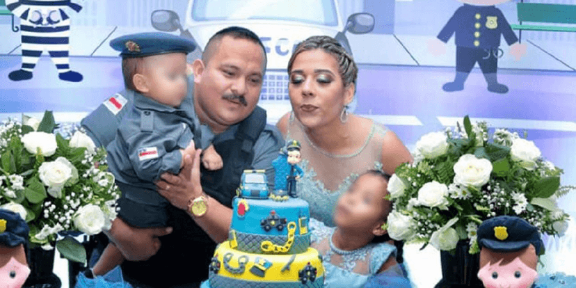 Policial e esposa ao lado dos filhos (Reprodução/Internet) Policial e esposa ao lado dos filhos (Reprodução/Internet)