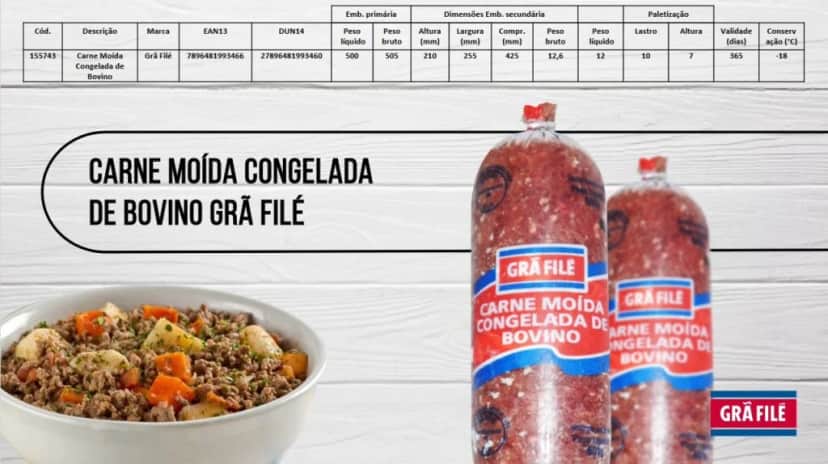 Carne moída congelada da Grã Filé (Foto: Divulgação) Carne moída congelada da Grã Filé (Foto: Divulgação)
