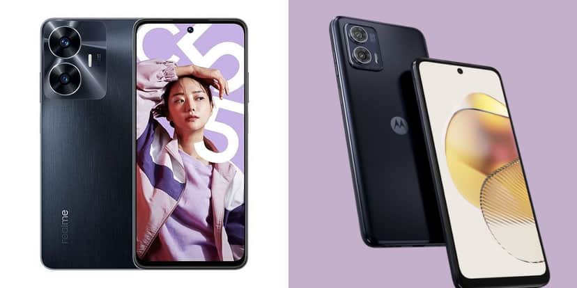 Realme C55 e Moto G73 (Reprodução/Internet) Realme C55 e Moto G73 (Reprodução/Internet)