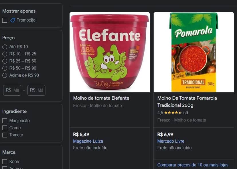 Molho Pomarola e Elefante seguem sendo vendidos normalmente nos mercados (Foto Reprodução/Google) Molho Pomarola e Elefante seguem sendo vendidos normalmente nos mercados (Foto Reprodução/Google)