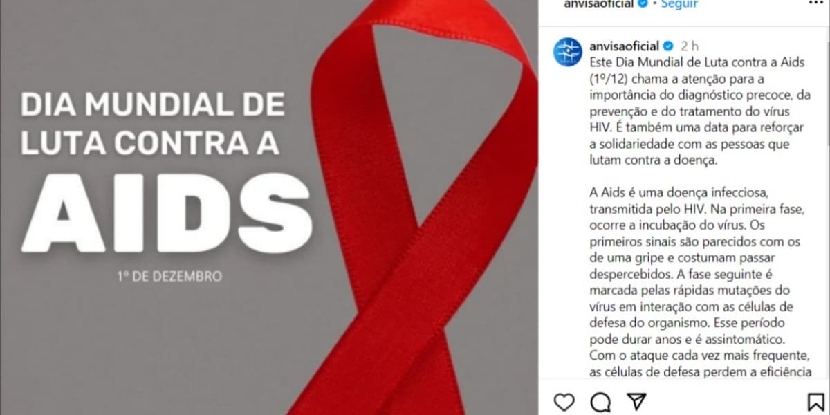 Aviso sobre a Aids no portal da Anvisa (Foto: Reprodução/Instagram) Aviso sobre a Aids no portal da Anvisa (Foto: Reprodução/Instagram)