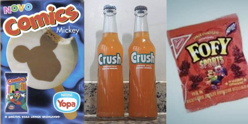 Sorvete Yopa, Refrigerante Crush e Biscoito Fofy (Reprodução/Montagem TV Foco) Sorvete Yopa, Refrigerante Crush e Biscoito Fofy (Reprodução/Montagem TV Foco)