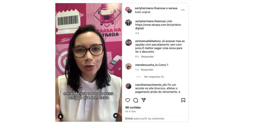 Anúncio Serasa sobre IPVA (Foto: Reprodução / Instagram) Anúncio Serasa sobre IPVA (Foto: Reprodução / Instagram)