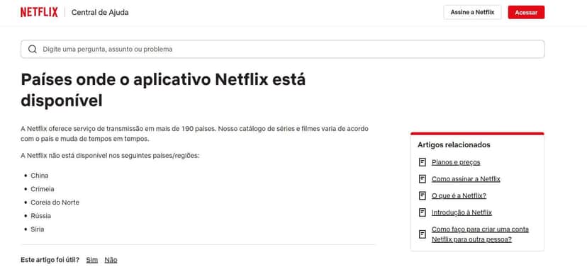 Comunicado da Netflix em sua central de atendimento (Foto Reprodução/Netflix) Comunicado da Netflix em sua central de atendimento (Foto Reprodução/Netflix)