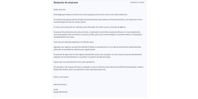 Comunicado do Banco do Brasil (Foto: Reprodução / Reclame Aqui) Comunicado do Banco do Brasil (Foto: Reprodução / Reclame Aqui)
