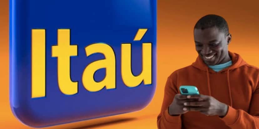 Logo do Itaú e homem sorrindo (Fotos: Reproduções / Internet / Freepik) Logo do Itaú e homem sorrindo (Fotos: Reproduções / Internet / Freepik)