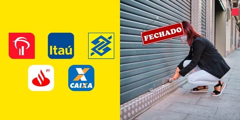 Logo dos Bancos e loja fechada - Foto Reprodução Internet Logo dos Bancos e loja fechada - Foto Reprodução Internet