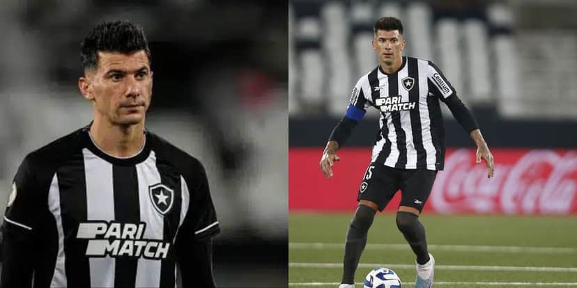 Victor Cuesta, zagueiro do Botafogo (Foto - Montagem TV Foco). Victor Cuesta, zagueiro do Botafogo (Foto - Montagem TV Foco).