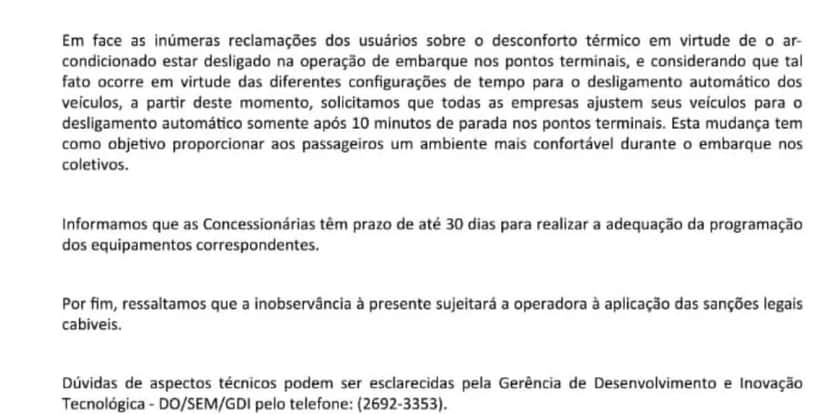 Comunicado da SPTrans sobre as novas recomendações (Reprodução: Internet) Comunicado da SPTrans sobre as novas recomendações (Reprodução: Internet)