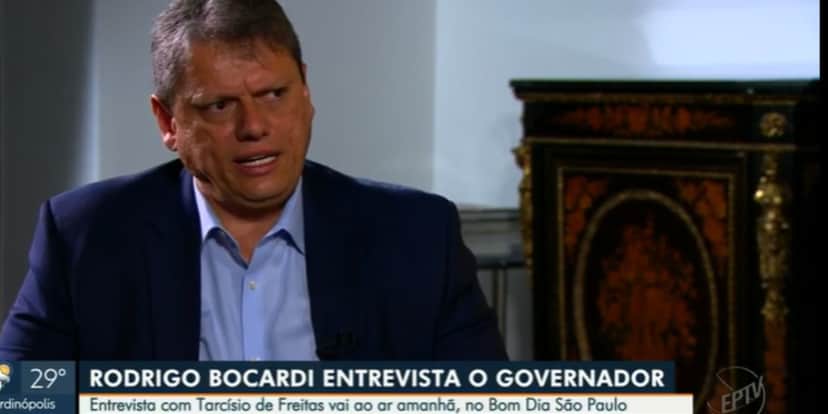 Tarcísio de Freitas durante entrevista ao Bom Dia SP (Reprodução: Globo) Tarcísio de Freitas durante entrevista ao Bom Dia SP (Reprodução: Globo)