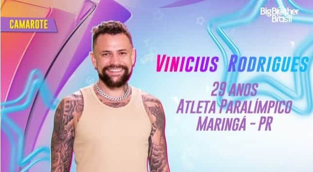 Vinicius Rodrigues foi participante do BBB24, da Globo, no grupo Camarote (Foto: Reprodução / Globo) Vinicius Rodrigues foi participante do BBB24, da Globo, no grupo Camarote (Foto: Reprodução / Globo)