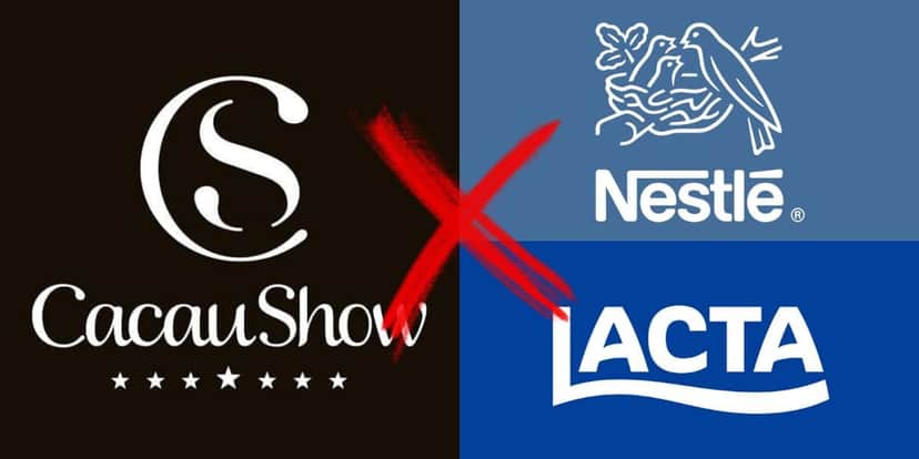 Cacau Show, Nestlé e Lacta (Reprodução/Montagem TV Foco) Cacau Show, Nestlé e Lacta (Reprodução/Montagem TV Foco)