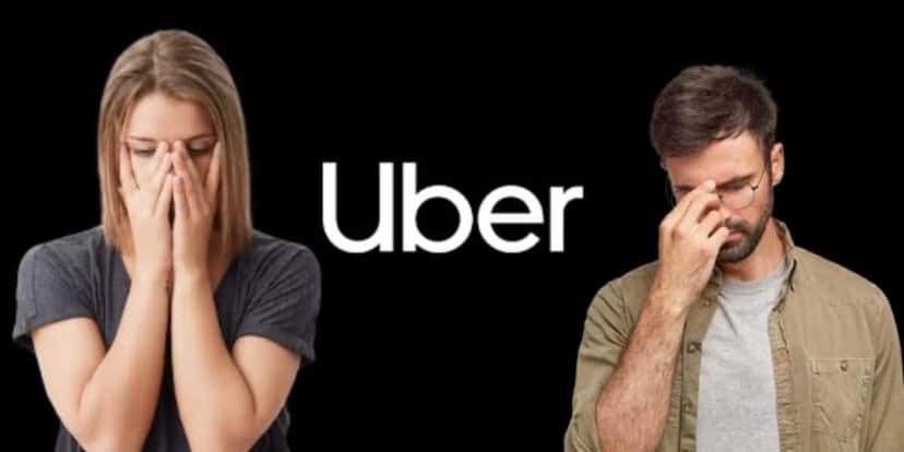 Mulher e homem triste, e logo da Uber (Fotos: Reproduções / Freepik / Internet) Mulher e homem triste, e logo da Uber (Fotos: Reproduções / Freepik / Internet)