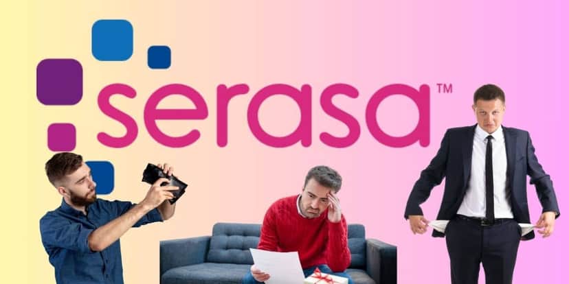 Pessoas com dívida e logo do Serasa - Foto Reprodução Internet Pessoas com dívida e logo do Serasa - Foto Reprodução Internet