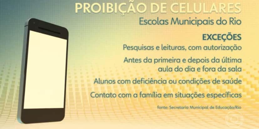 Exceção da proibição de celulares em escolas (Foto: Reprodução / Globo) Exceção da proibição de celulares em escolas (Foto: Reprodução / Globo)