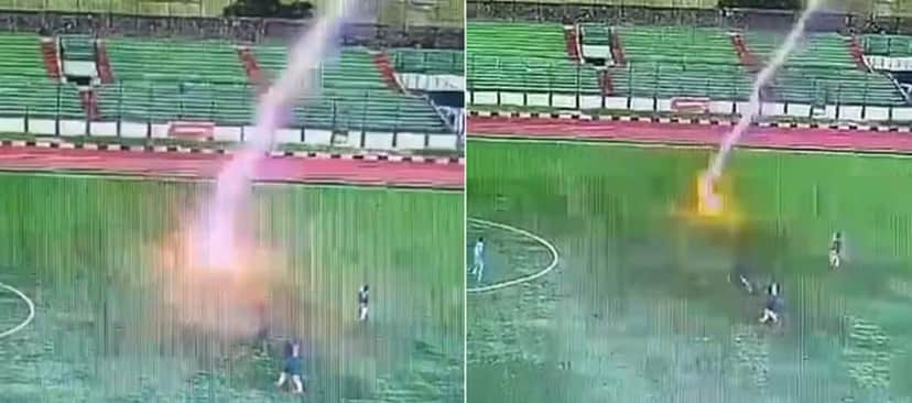 Raio caindo e matando jogador de futebol na Indonésia - Foto Reprodução Internet Raio caindo e matando jogador de futebol na Indonésia - Foto Reprodução Internet