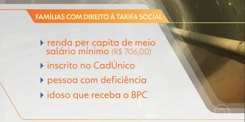 Regras do Tarifa Social (Foto: Reprodução / Globo) Regras do Tarifa Social (Foto: Reprodução / Globo)