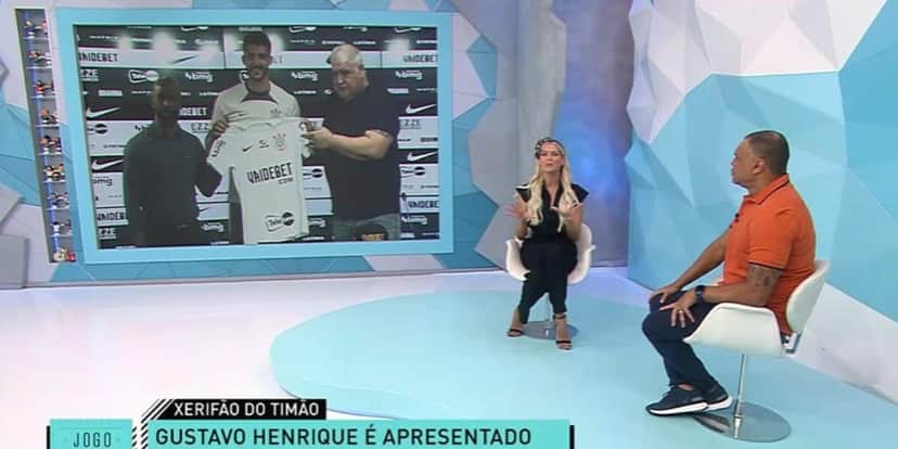 Renata Fan e Denilson no comando do Jogo Aberto (Reprodução: Band) Renata Fan e Denilson no comando do Jogo Aberto (Reprodução: Band)