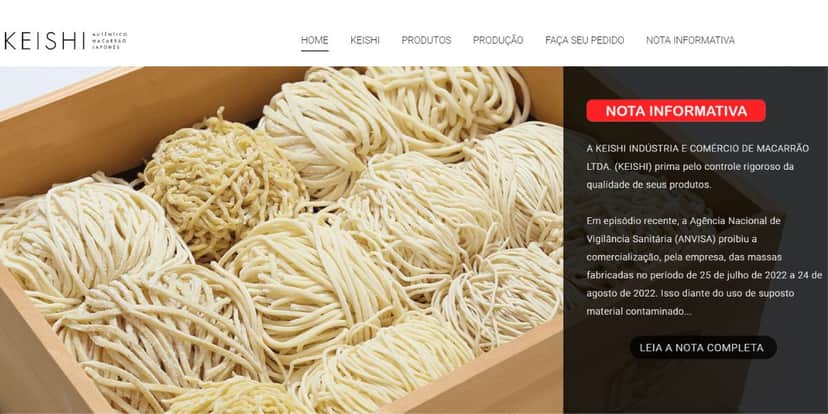 Aviso da Keishi em sua interface principal do site oficial da marca (Foto Reprodução/Keishi) Aviso da Keishi em sua interface principal do site oficial da marca (Foto Reprodução/Keishi)