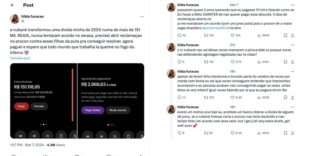 Denúncia de cliente (Reprodução/X) Denúncia de cliente (Reprodução/X)