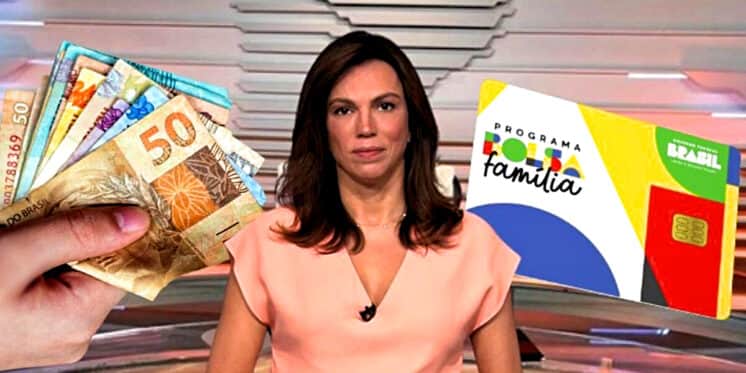 Ana Paula Araújo, no BDRB, da Globo, anuncia nova lei do Bolsa Família (Foto Reprodução/Montagem/Lennita Lee/Globo/Gov) Ana Paula Araújo, no BDRB, da Globo, anuncia nova lei do Bolsa Família (Foto Reprodução/Montagem/Lennita Lee/Globo/Gov)