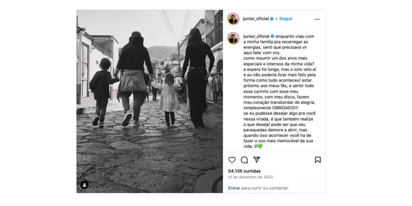 Anúncio de Júnior Lima (Foto: Reprodução / Instagram) Anúncio de Júnior Lima (Foto: Reprodução / Instagram)