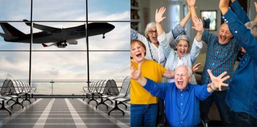 Avião / Idosos comemorando - Montagem TVFOCO Avião / Idosos comemorando - Montagem TVFOCO