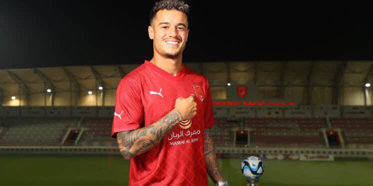 Philippe Coutinho está jogando a temporada 2023/24 pelo Al Duhail, do Catar. Foto: Divulgação/Al Duhail Philippe Coutinho está jogando a temporada 2023/24 pelo Al Duhail, do Catar. Foto: Divulgação/Al Duhail