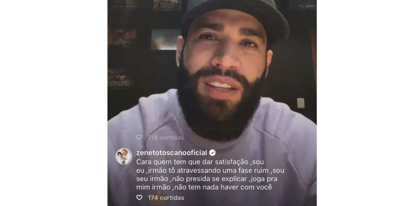 Gusttavo Lima e comentário de Zé Neto (Foto: Reprodução / Instagram) Gusttavo Lima e comentário de Zé Neto (Foto: Reprodução / Instagram)
