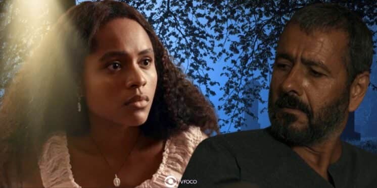 Santinha (Duda Santos) e José Inocêncio (Marcos Palmeira) em Renascer (Foto: Reprodução / Globo / Montagem TV Foco) Santinha (Duda Santos) e José Inocêncio (Marcos Palmeira) em Renascer (Foto: Reprodução / Globo / Montagem TV Foco)