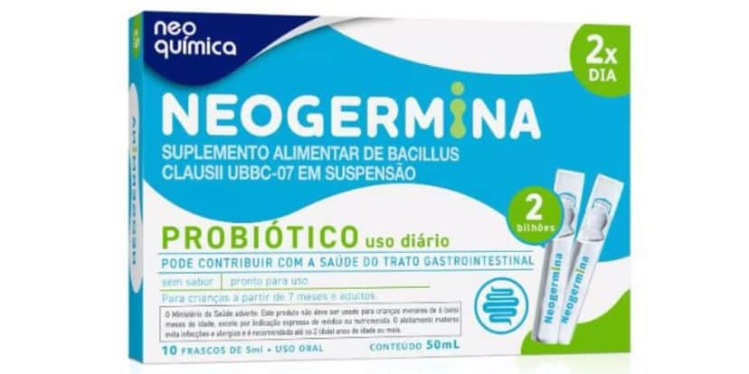 Suplemento Alimentar de Bacillus claussi da marca Neogermina (Reprodução/Gov) Suplemento Alimentar de Bacillus claussi da marca Neogermina (Reprodução/Gov)